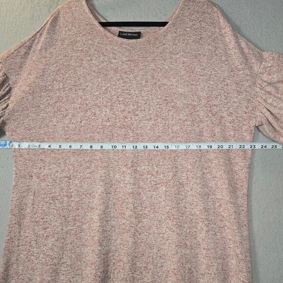 Lane Bryant 14/16 Pink Marled Knit Shift Dress Bell Sleeve Stretch Minimalist - Picture 7 of 10
